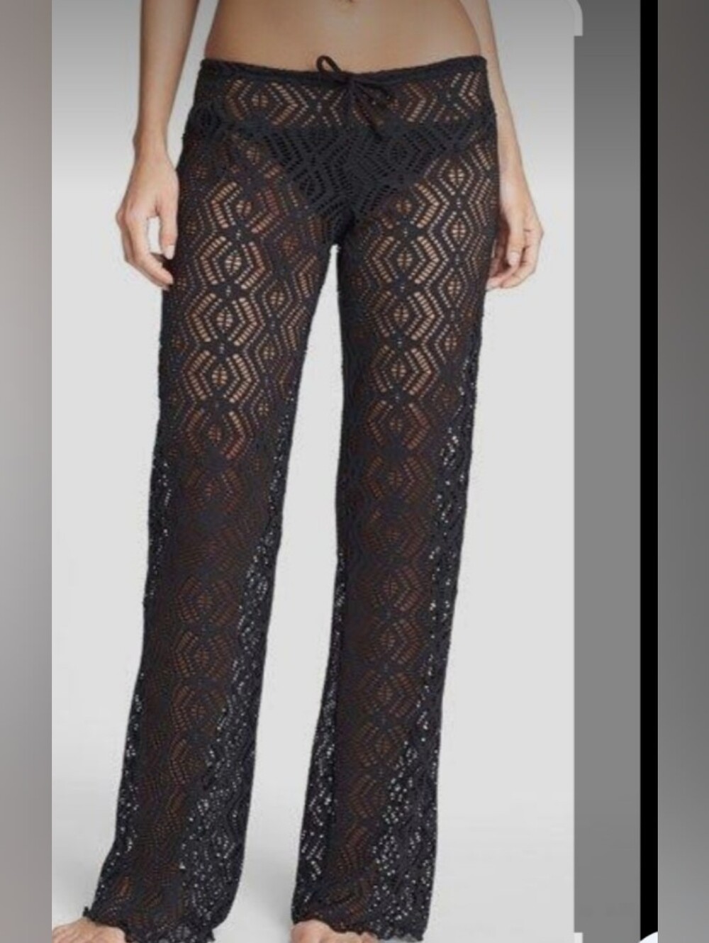 BECCA Black Lace Wide-Leg Beach Coverup Pants